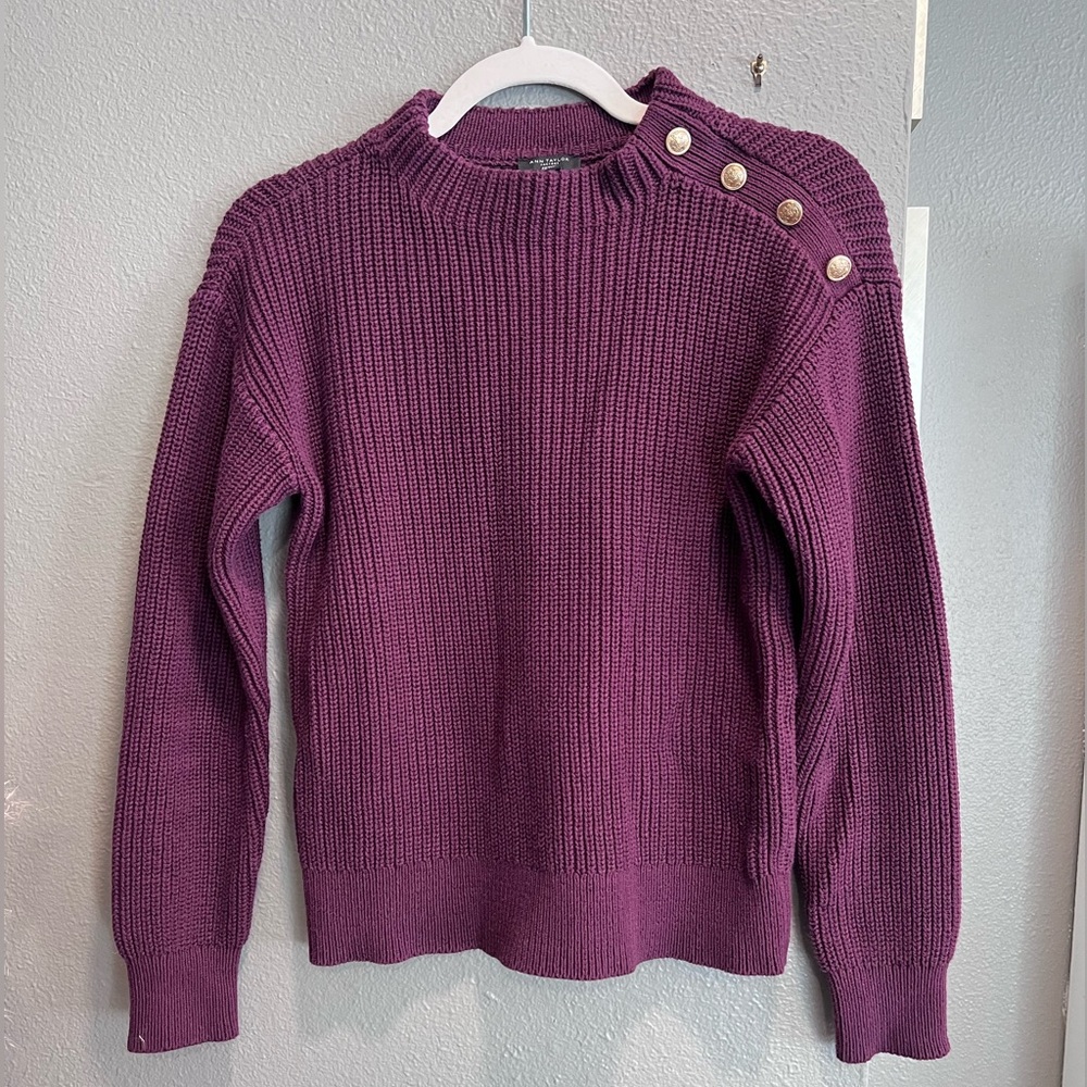 Ann Taylor Purple Button-Detail Women's Sweater